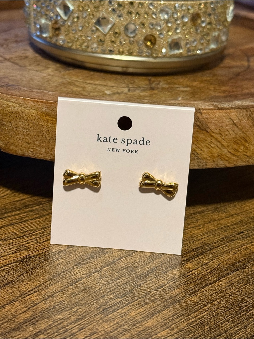 Kate Spade New York Double Bow Stud Earrings Gold Tone NWT